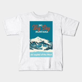 Ski Big Sky Montana Vintage Ski Poster Kids T-Shirt